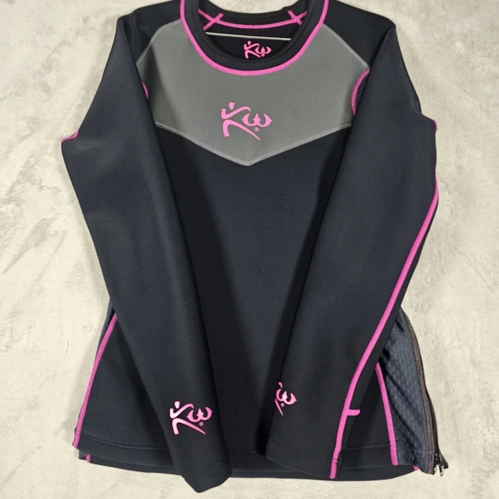 Kutting Weight Sauna Workout Shirt Women XL Neoprene Blend Mesh Panels Zip Hem - Picture 2 of 4
